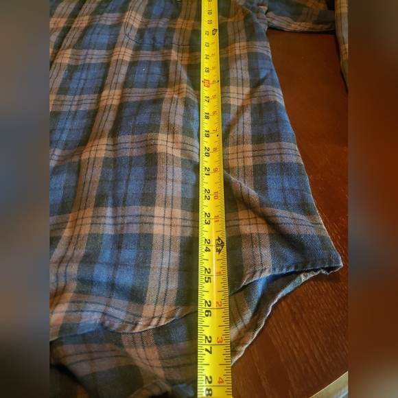 Haggar Mens Flannel Shirt Large Blue Brown Plaid Long Sleeve Button Up - Picture 5 of 7
